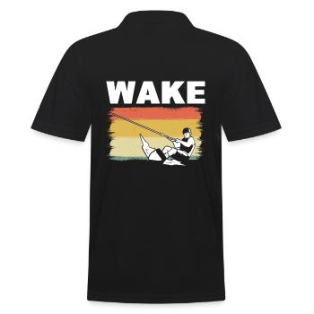 Wake Wassersportliebhaber - Männer Poloshirt - Schwarz - Hinten - Kai (181cm)