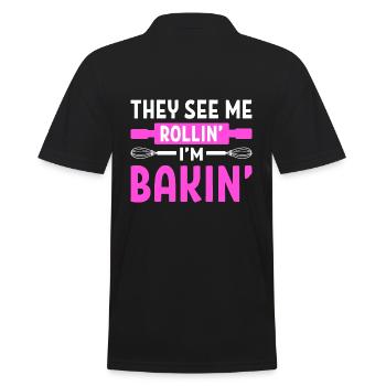 They See Me Rollin' I'm Bakin' Konditor - Männer Poloshirt - Schwarz - Hinten - Kai (181cm)
