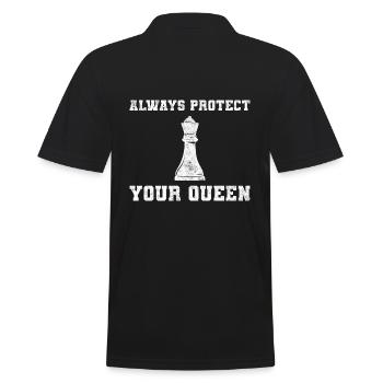 Always Protect Your Queen Schachmeister - Männer Poloshirt - Schwarz - Hinten - Kai (181cm)