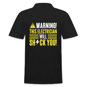 Lustiger Elektriker Elektroexperte - Männer Poloshirt - Schwarz - Hinten - Kai (181cm)