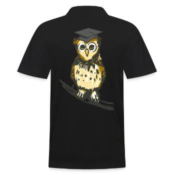 Owl Teacher Wise Wise Wisdom Clever Woodland Animals - Men's Polo Shirt - black - Back - Kai (181cm)