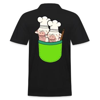 Bag Pigs Cooks Cook Piglets - Men's Polo Shirt - black - Back - Kai (181cm)