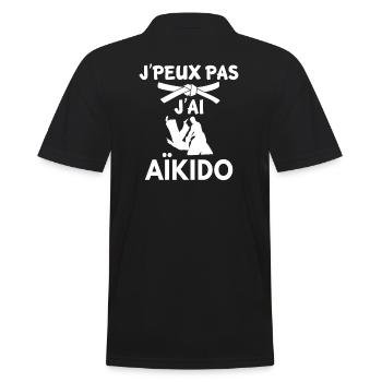 Ich kann nicht Aikido haben. - Männer Poloshirt - Schwarz - Hinten - Kai (181cm)
