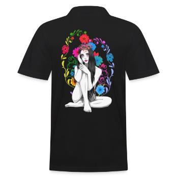 Flowers Spring Fantasy Sexy Girl Spring Beginning - Men's Polo Shirt - black - Back - Kai (181cm)