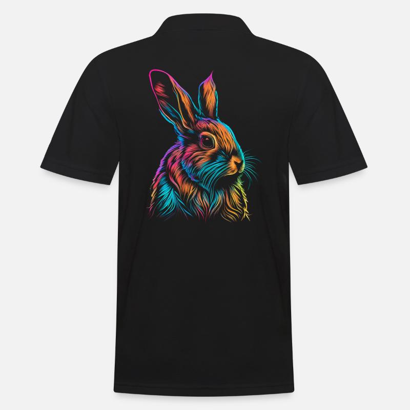 Aquarelle de lapin de Pâques mignonne - Polo Homme - noir