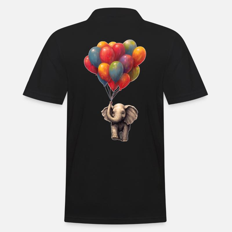 Elefant mit Luftballon - Männer Poloshirt - Schwarz
