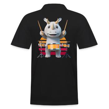 Rhinocéros jouant du tambour - Polo Homme - noir - Dos - Kai (181cm)