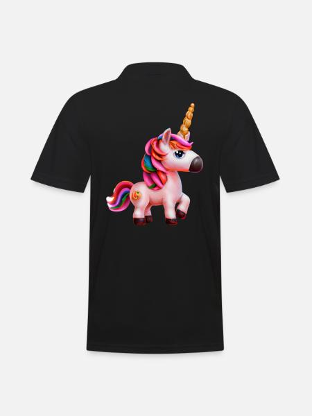 Einhorn - Männer Poloshirt - Schwarz