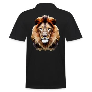 Modern polygon lion - Men's Polo Shirt - black - Back - Kai (181cm)