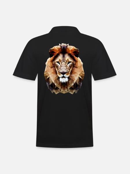 Modern polygon lion - Men's Polo Shirt - black