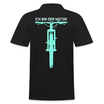 MTB - Anti - E-Bike - Ich bin der Motor - Männer Poloshirt - Schwarz - Hinten - Kai (181cm)