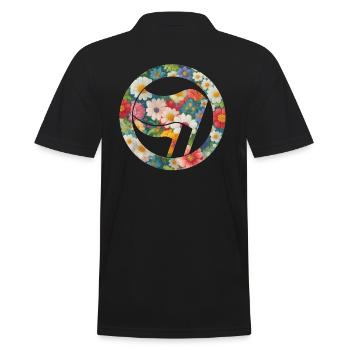 Antifa und Blumen - Männer Poloshirt - Schwarz - Hinten - Kai (181cm)