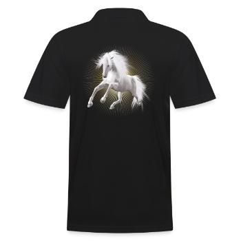 Pferd , weisses Pferd , Schimmel - Männer Poloshirt - Schwarz - Hinten - Kai (181cm)