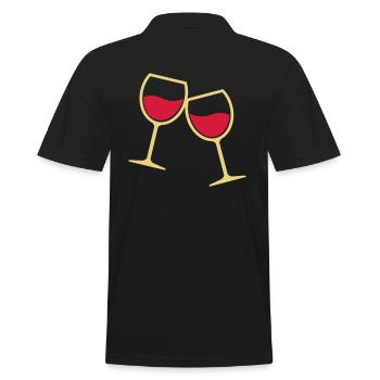 Zwei Weingläser anstoßen - Männer Poloshirt - Schwarz - Hinten - Kai (181cm)