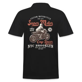 super motor racer mortorcycle custom moto vintage - Polo Homme - noir - Dos - Kai (181cm)