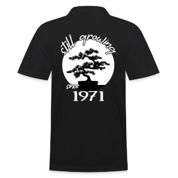 1971 Birthday Bonsai Tree "Still Growing" - Men's Polo Shirt - black - Back - Kai (181cm)