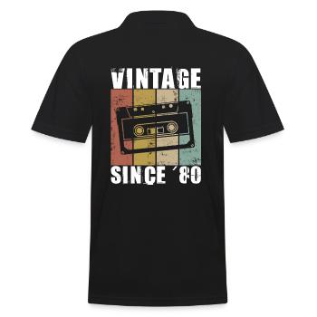 Vintage Since 1980 - 80s Retro Kasette - Männer Poloshirt - Schwarz - Hinten - Kai (181cm)