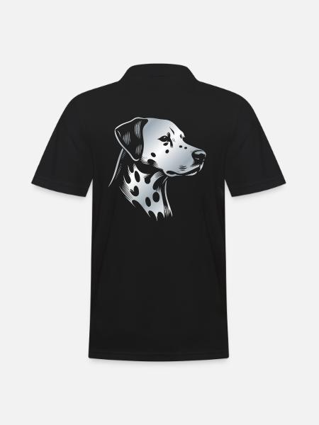 Dalmatian, dog head, drawing silver - Men's Polo Shirt - black