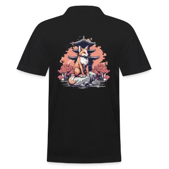 Fuchs Japan Inari Tempel Kami Nippon Shinto - Männer Poloshirt - Schwarz - Hinten - Kai (181cm)