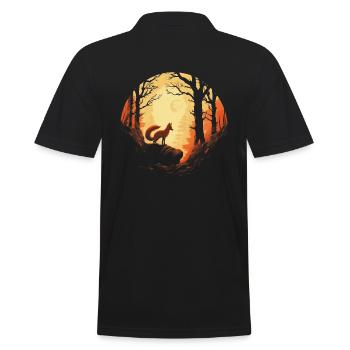 Fox Forest Moon Fable Mythical Fairy Tale - Men's Polo Shirt - black - Back - Kai (181cm)