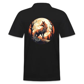 Fox Forest Moon Fable Mythical Fairy Tale - Men's Polo Shirt - black - Back - Kai (181cm)