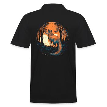 Fox Forest Moon Fable Mythical Fairy Tale - Men's Polo Shirt - black - Back - Kai (181cm)