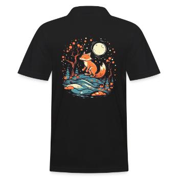Fox Forest Moon Fable Mythical Fairy Tale - Men's Polo Shirt - black - Back - Kai (181cm)