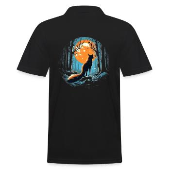 Fox Forest Moon Fable Mythical Fairy Tale - Men's Polo Shirt - black - Back - Kai (181cm)