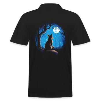 Fox Forest Moon Fable Mythical Fairy Tale - Men's Polo Shirt - black - Back - Kai (181cm)