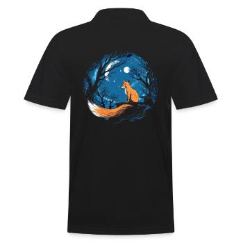 Fox Forest Moon Fable Mythical Fairy Tale - Men's Polo Shirt - black - Back - Kai (181cm)