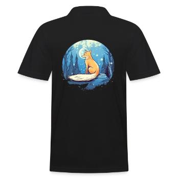 Fox Forest Moon Fable Mythical Fairy Tale - Men's Polo Shirt - black - Back - Kai (181cm)