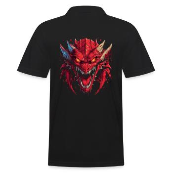 Dragon mystical Lindwurm Monster Monster Monster - Men's Polo Shirt - black - Back - Kai (181cm)
