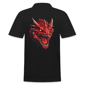 Drache mystisch Lindwurm Monster Ungeheuer Biest - Männer Poloshirt - Schwarz - Hinten - Kai (181cm)