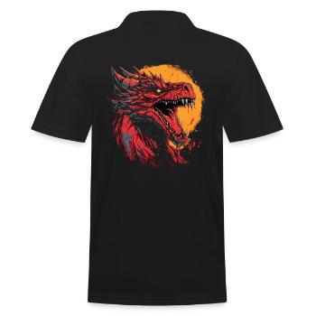 Drache mystisch Lindwurm Monster Ungeheuer Biest - Männer Poloshirt - Schwarz - Hinten - Kai (181cm)