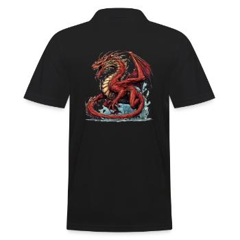 Drache mystisch Lindwurm Monster Ungeheuer Biest - Männer Poloshirt - Schwarz - Hinten - Kai (181cm)