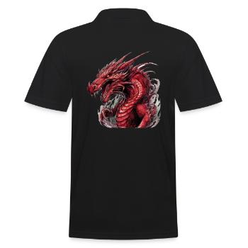 Drache mystisch Lindwurm Monster Ungeheuer Biest - Männer Poloshirt - Schwarz - Hinten - Kai (181cm)
