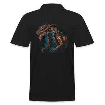 Drache mystisch Lindwurm Monster Ungeheuer Biest - Männer Poloshirt - Schwarz - Hinten - Kai (181cm)