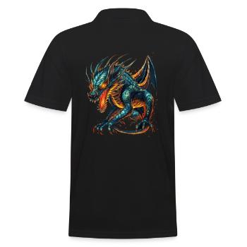 Drache mystisch Lindwurm Monster Ungeheuer Biest - Männer Poloshirt - Schwarz - Hinten - Kai (181cm)