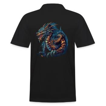 Drache mystisch Lindwurm Monster Ungeheuer Biest - Männer Poloshirt - Schwarz - Hinten - Kai (181cm)