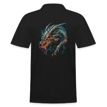 Dragon mystical Lindwurm Monster Monster Monster - Men's Polo Shirt - black - Back - Kai (181cm)