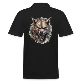 Dog Wolf Werewolf Cerberus Hellhound myth - Men's Polo Shirt - black - Back - Kai (181cm)
