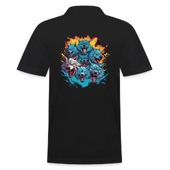 Dog Wolf Werewolf Cerberus Hellhound myth - Men's Polo Shirt - black - Back - Kai (181cm)