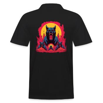 Dog Wolf Werewolf Cerberus Hellhound myth - Men's Polo Shirt - black - Back - Kai (181cm)