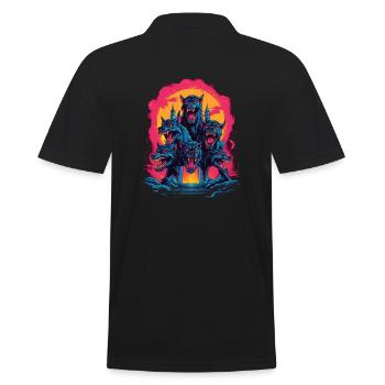 Dog Wolf Werewolf Cerberus Hellhound myth - Men's Polo Shirt - black - Back - Kai (181cm)