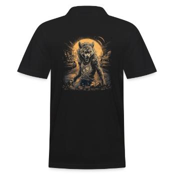 Dog Wolf Werewolf Cerberus Hellhound myth - Men's Polo Shirt - black - Back - Kai (181cm)