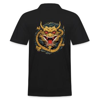 Drache mystisch Lindwurm Monster Ungeheuer Biest - Männer Poloshirt - Schwarz - Hinten - Kai (181cm)