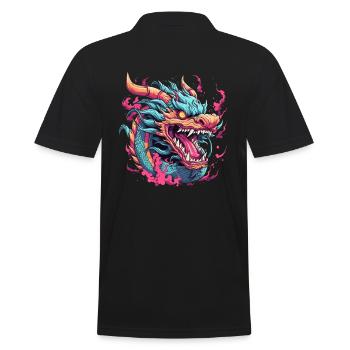 Drache mystisch Lindwurm Monster Ungeheuer Biest - Männer Poloshirt - Schwarz - Hinten - Kai (181cm)
