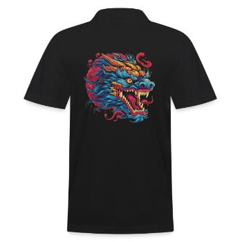 Drache mystisch Lindwurm Monster Ungeheuer Biest - Männer Poloshirt - Schwarz - Hinten - Kai (181cm)