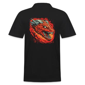 Drache mystisch Lindwurm Monster Ungeheuer Biest - Männer Poloshirt - Schwarz - Hinten - Kai (181cm)