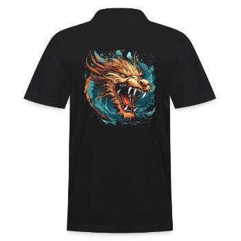 Drache mystisch Lindwurm Monster Ungeheuer Biest - Männer Poloshirt - Schwarz - Hinten - Kai (181cm)